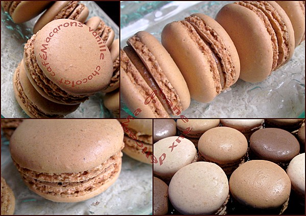 Macarons vanille chocolat café montage