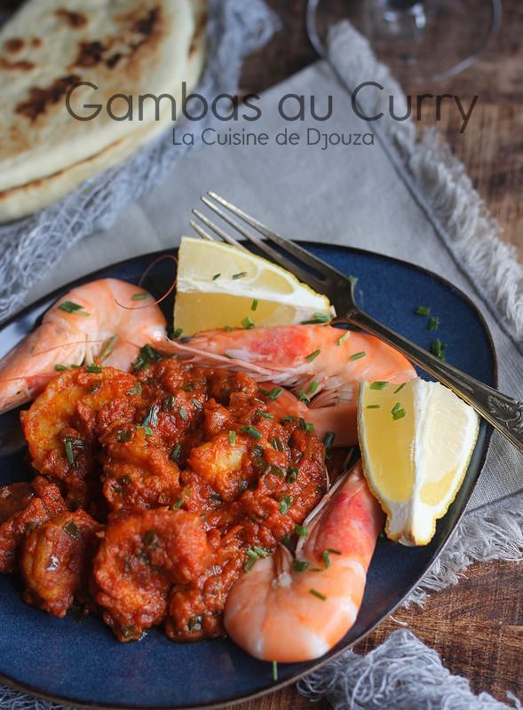 grosses crevettes au curry rouge