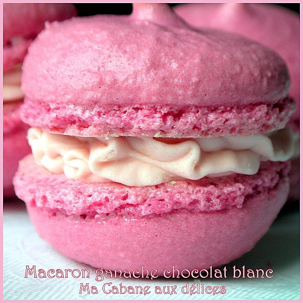 Macarons framboise ganache chocolat blanc