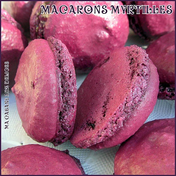 Macarons coques myrtilles à la confiture de lait