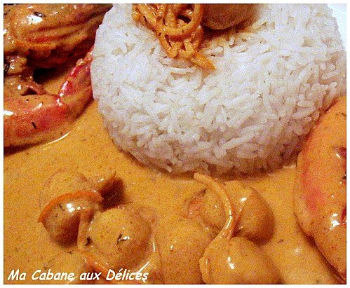 Poelee de gambas et st jacques au curry