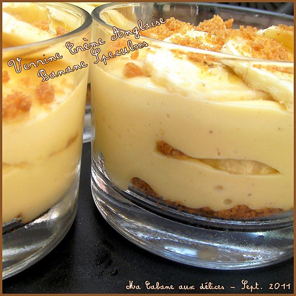 Verrine crème anglaise banane speculoos