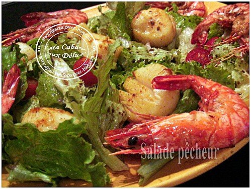 Salade du pecheur gambas et noix de saint jacques