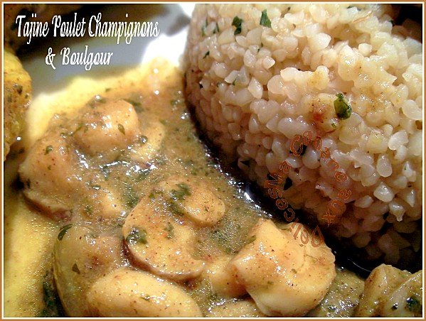 Tajine de poulet et champignons au boulgour