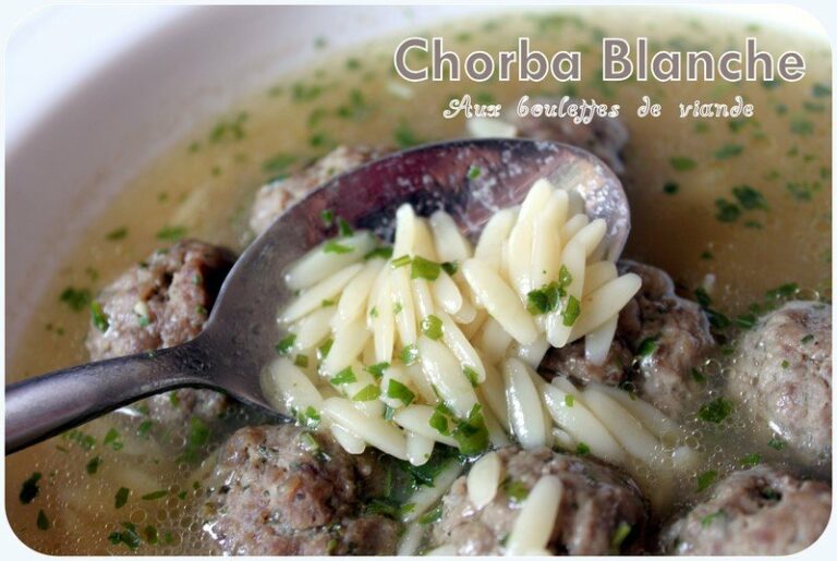 Chorba Blanche aux Boulettes de Viande et Pâtes Orzo