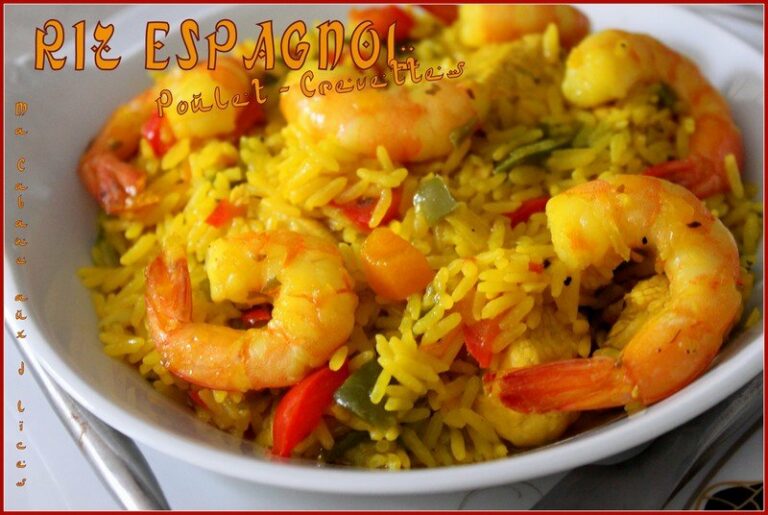 paella Riz espagnol poulet crevettes