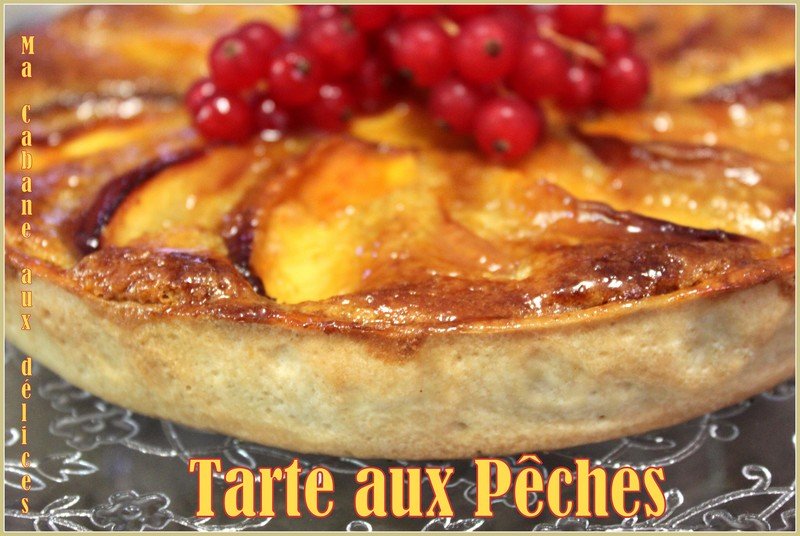 Tarte au peches creme d'amande pistache