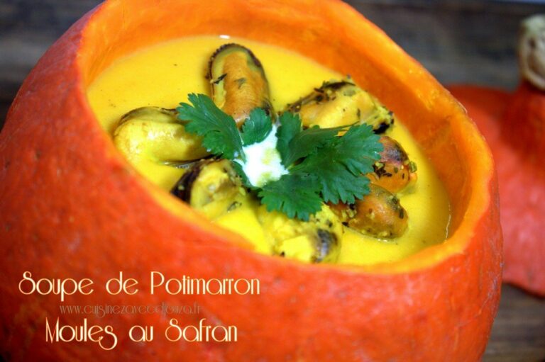 Soupe de potimarron avec moules au safran