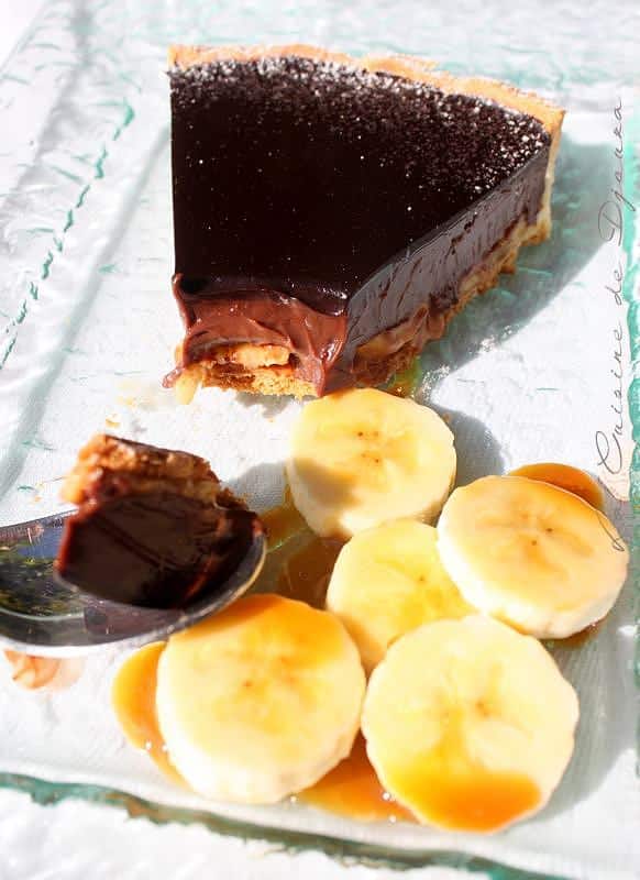 Tarte au chocolat bananes et caramel