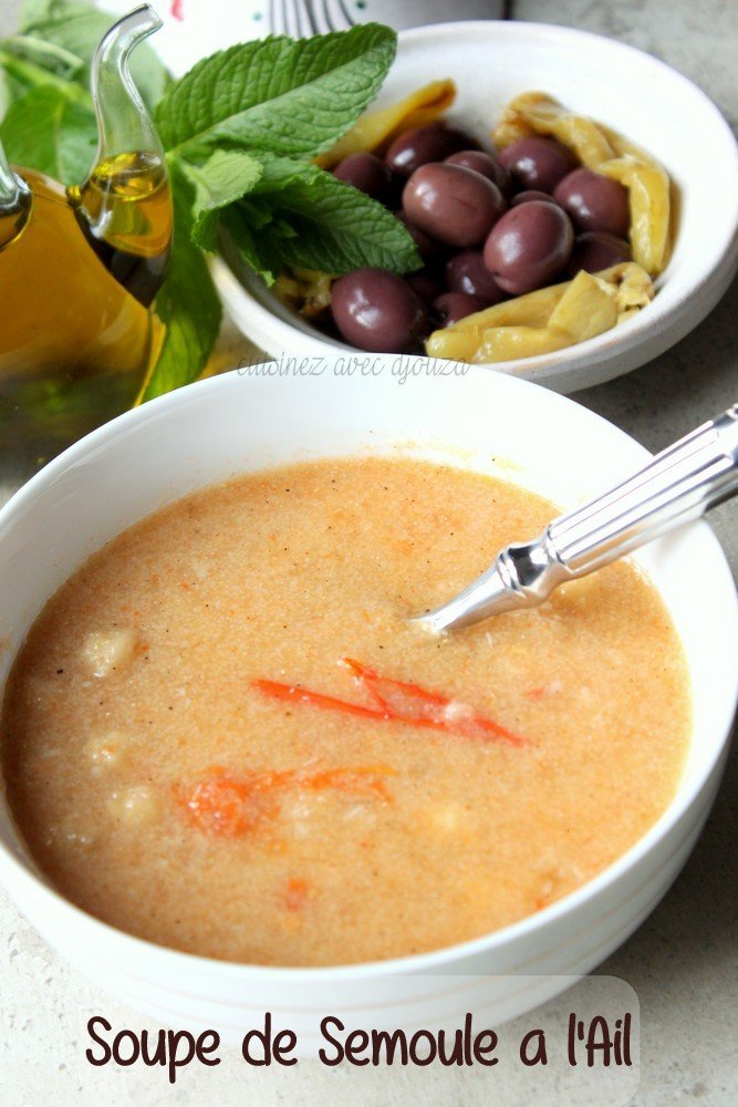 Soupe de semoule kabyle piquante à l'ail 