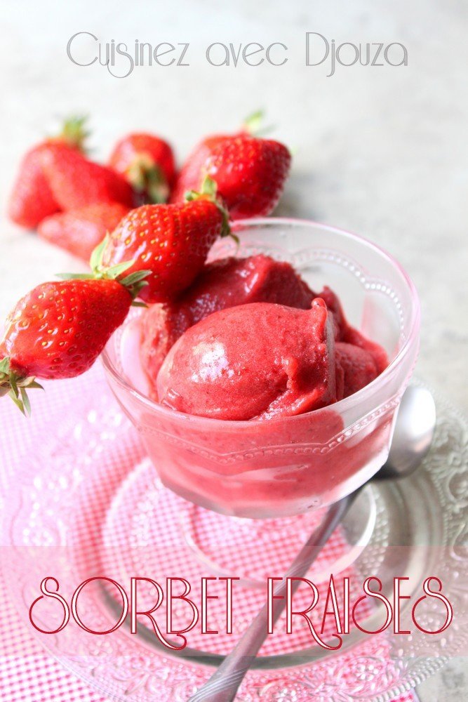 Glace maison, sorbet a la fraise sans sorbetiere