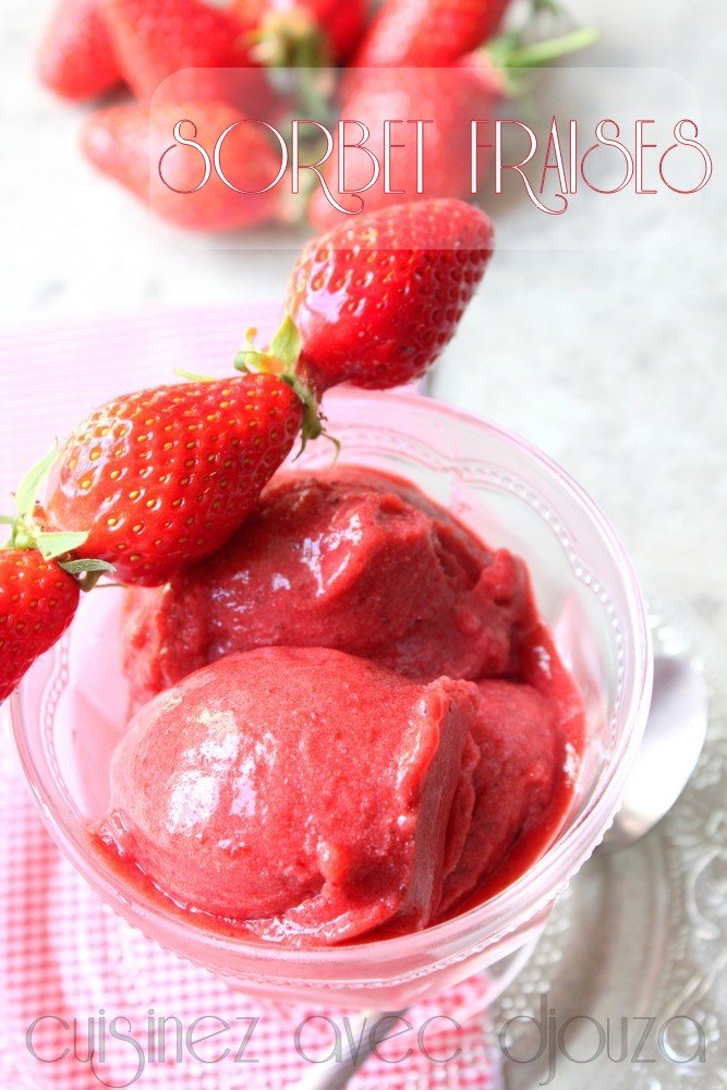 Glace maison, sorbet a la fraise sans sorbetiere