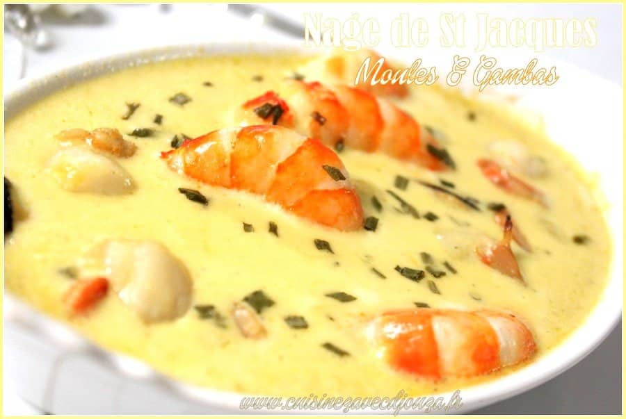 Nage de st jacques et fruits de mer repas de noel