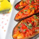 Recette aubergines farcies aux poivrons