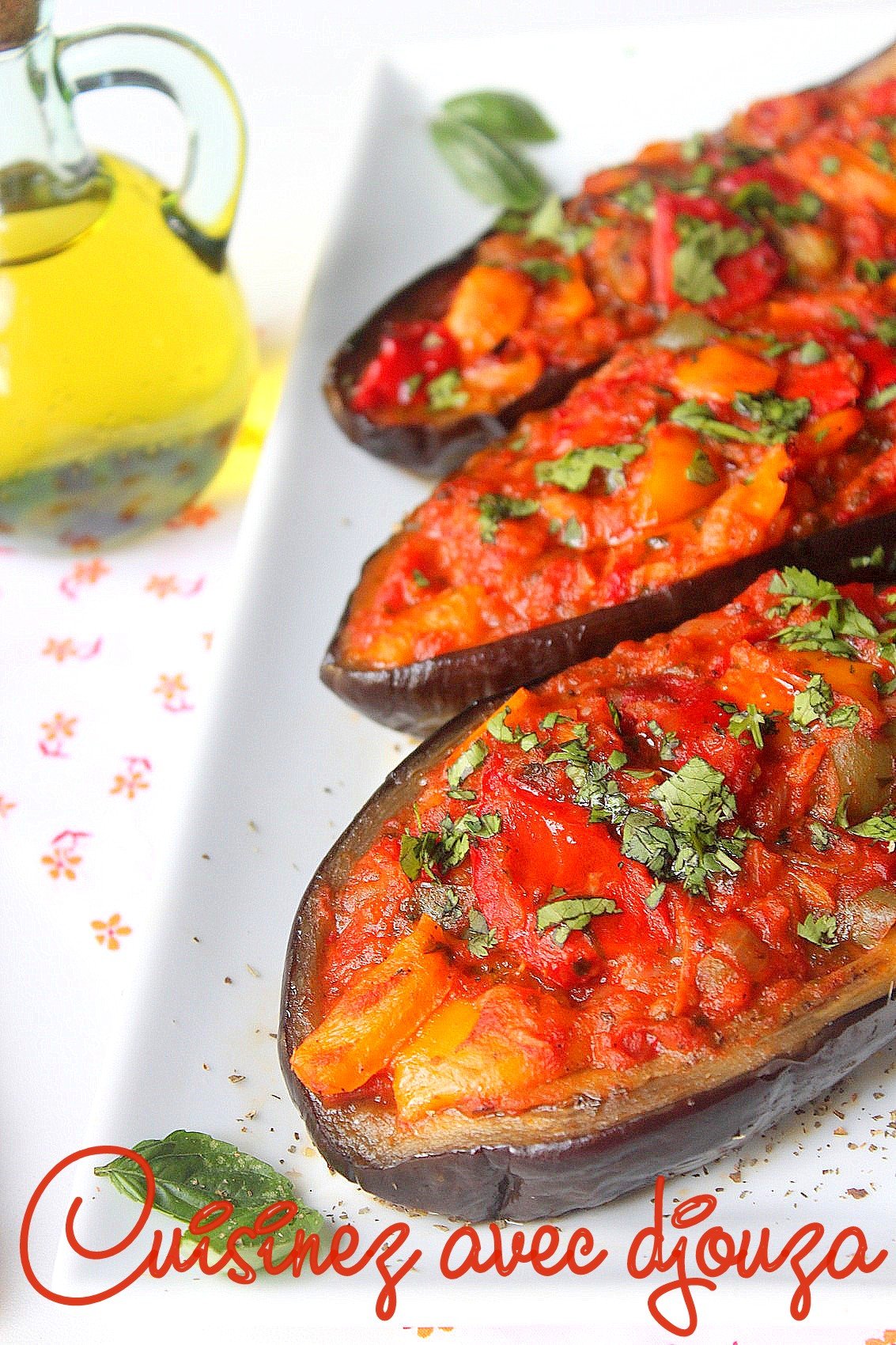 Recette aubergines farcies aux poivrons