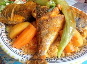 Couscous tunisien au poisson sauce rouge