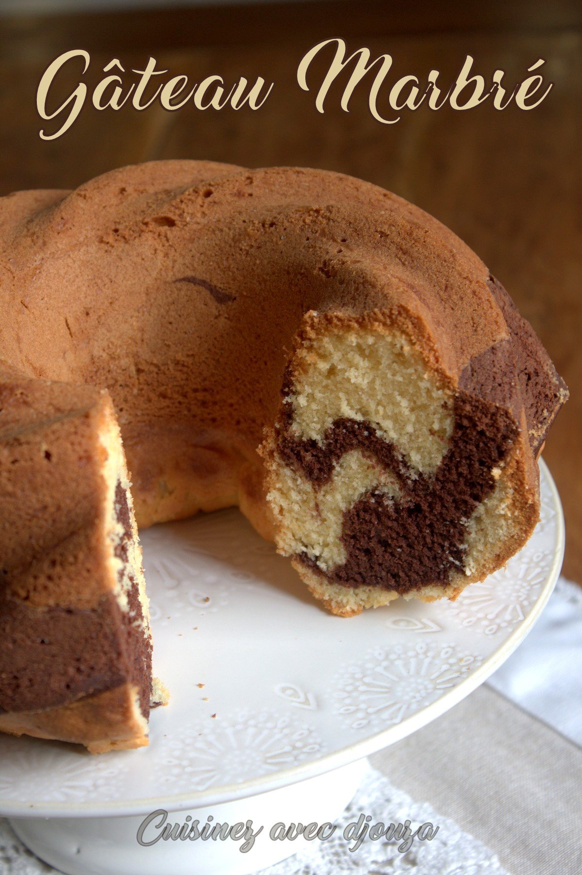 Cake marbré vanille chocolat en poudre