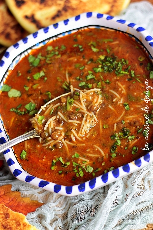 Soupe de lentilles et vermicelles