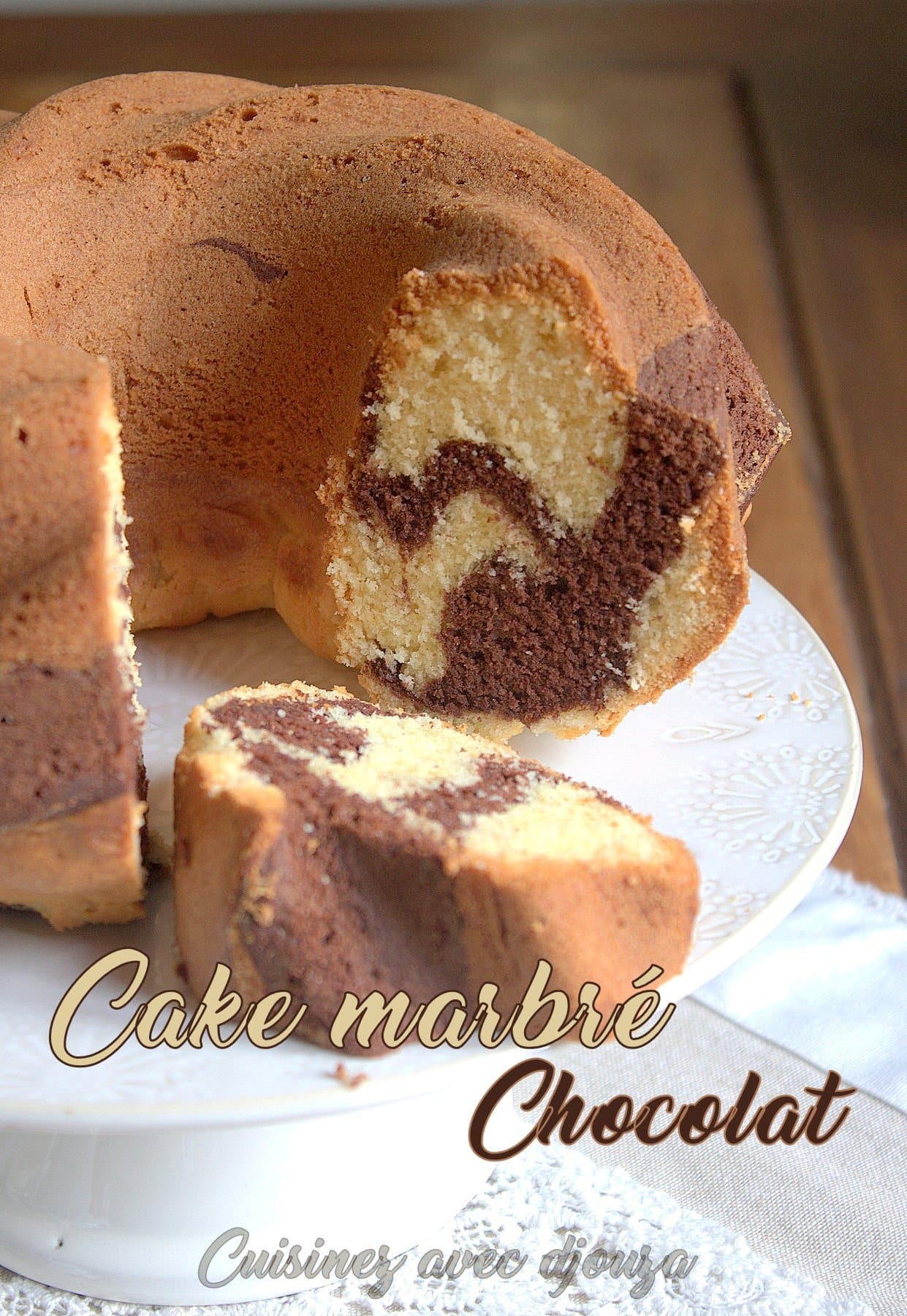 Cake marbré vanille chocolat en poudre