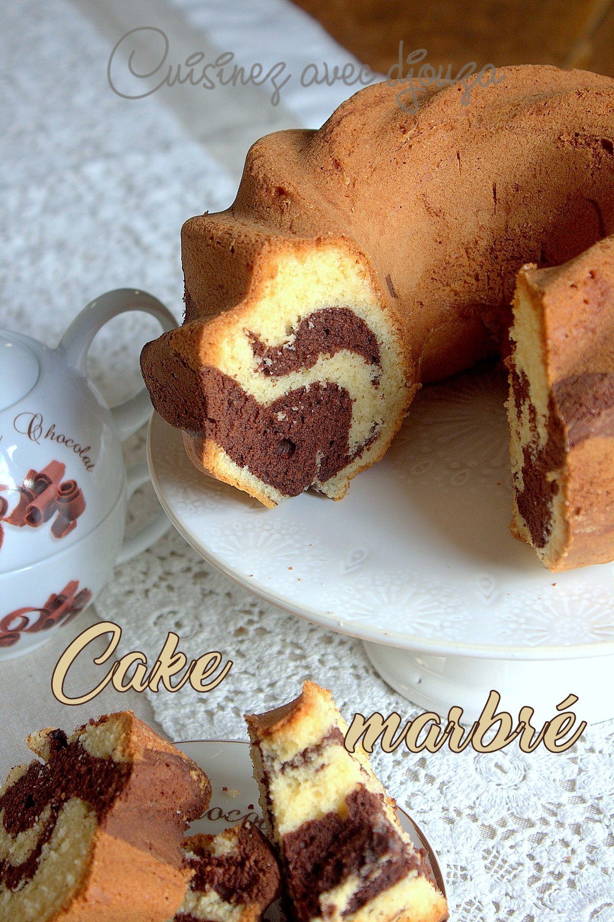 Cake marbré vanille chocolat en poudre