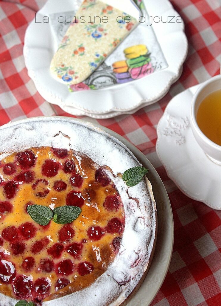 Tarte crémeuse griottes framboises