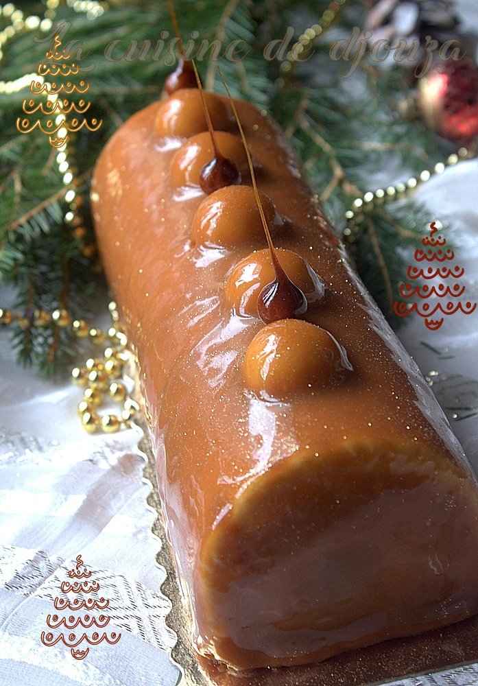 buche de noel caramel beurre salé et poires caramélisées