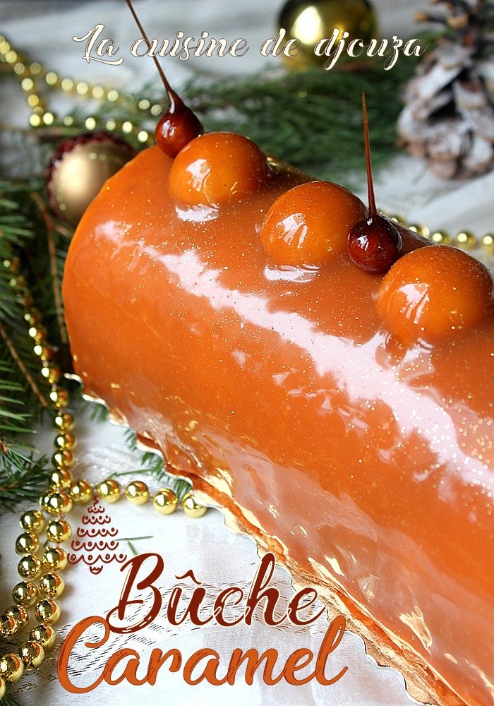 buche de noel caramel beurre salé et poires caramélisées