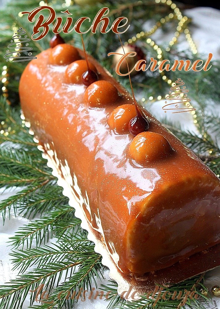 buche de noel caramel beurre salé et poires caramélisées