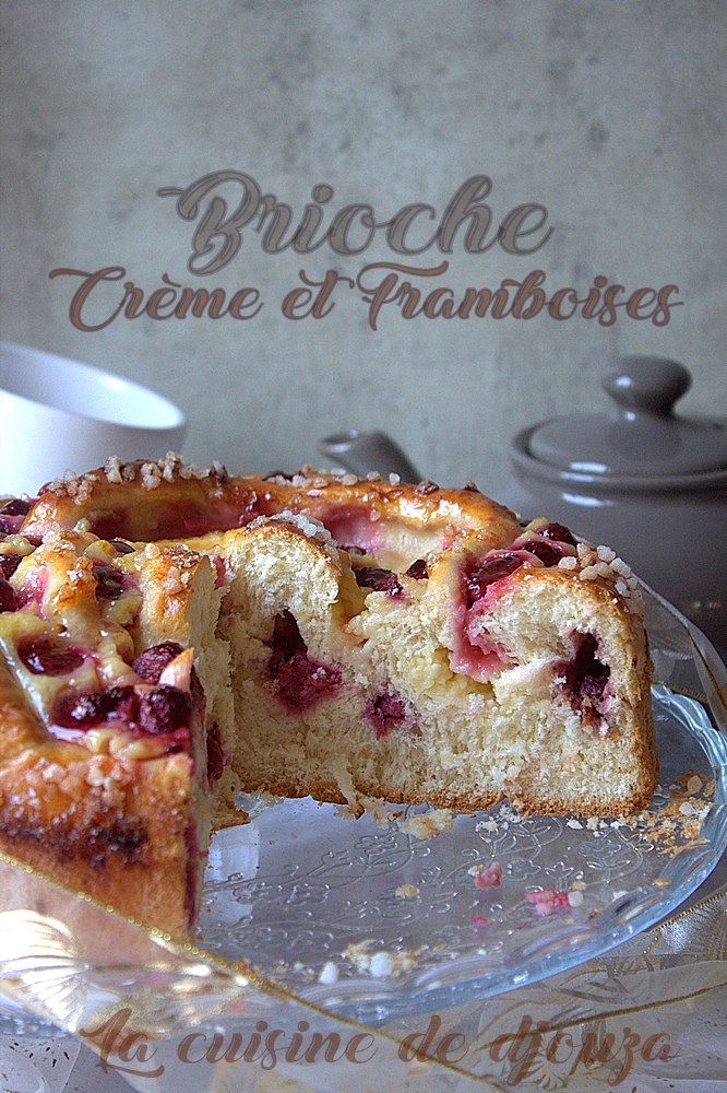 Brioche à la crème pâtissière et framboises fraîches