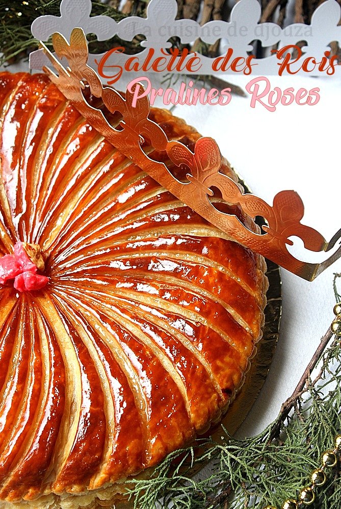 Galette aux amandes frangipane et pralines roses