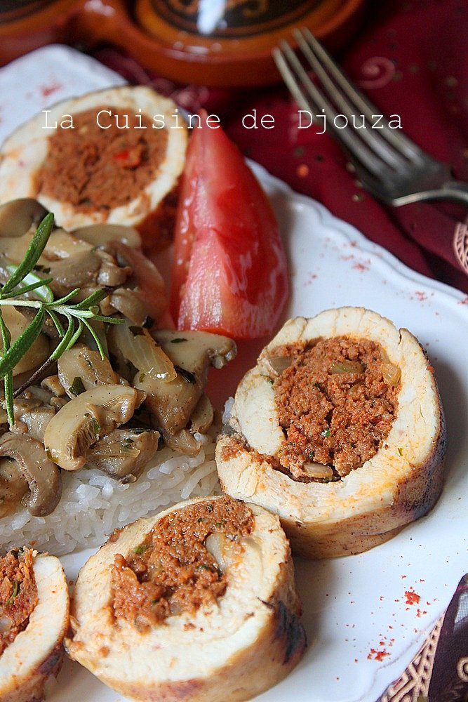 Escalope poulet roulée à la viande kefta tandoori