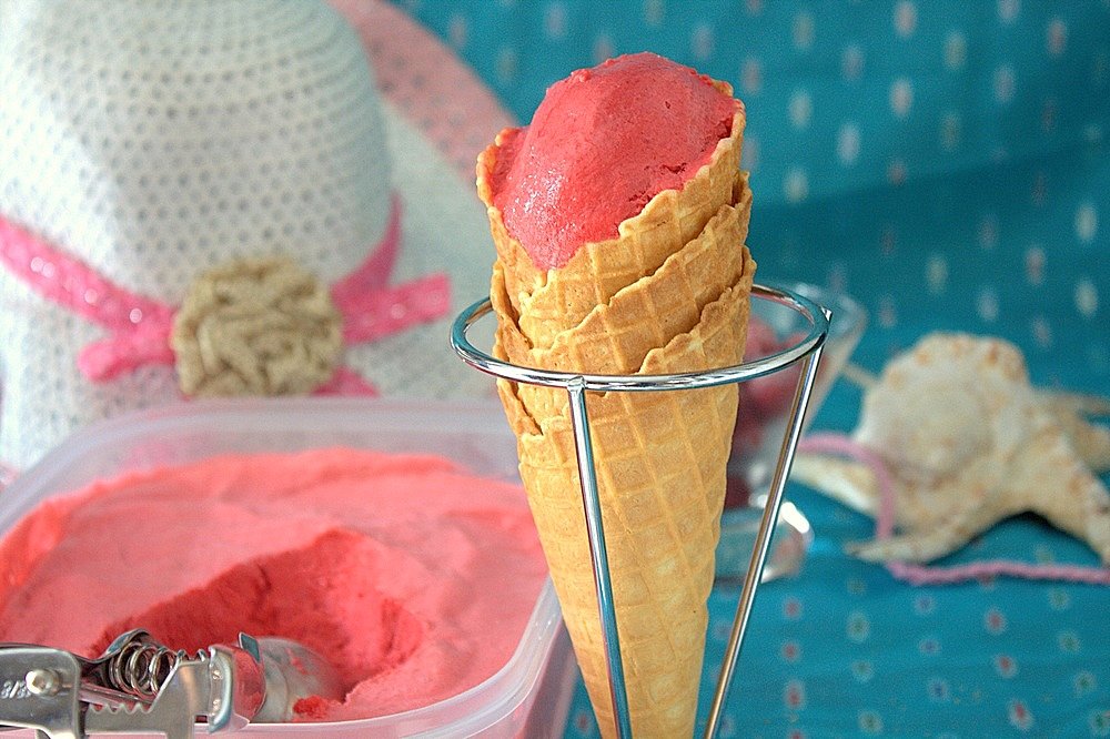 glace façon sorbet aux framboises sans sorbetière