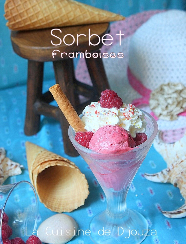 glace à la framboise sans sorbetière