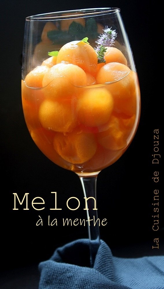 Billes de melon au sirop de menthe fraîche