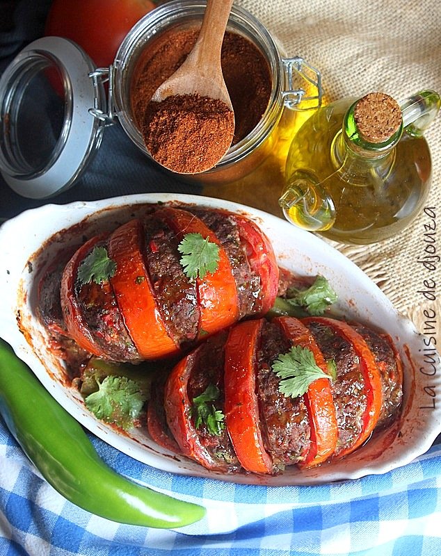 Tomates farcie éventail au boeuf tandoori