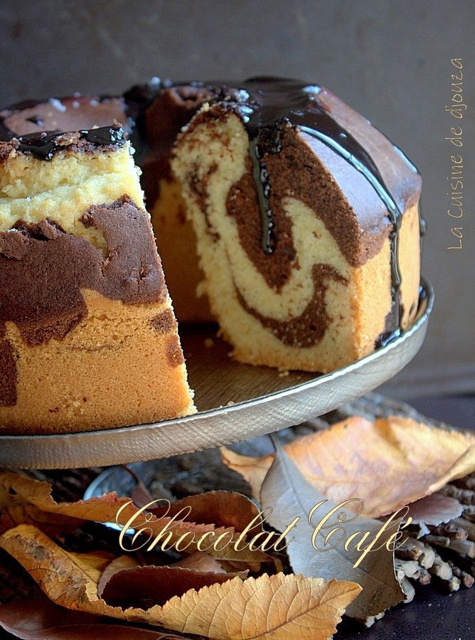 Gateau marbré chocolat et café