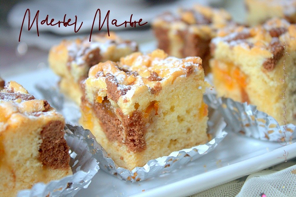 Gateau mderberl marbré chocolat et confiture d'orange