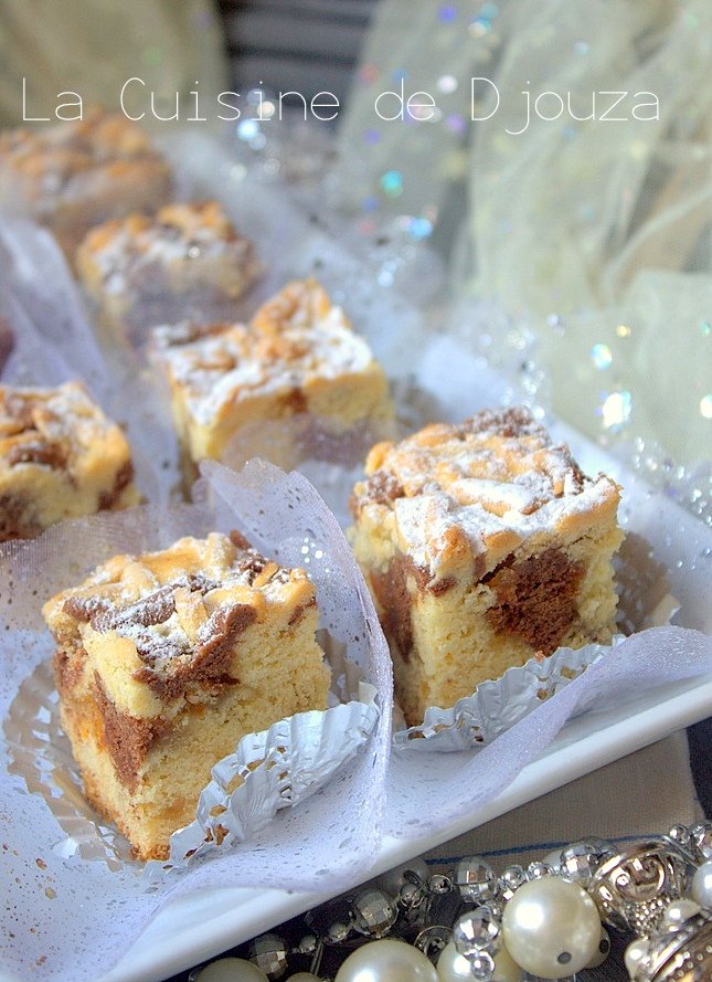 Gateau mderberl marbré chocolat et confiture d'orange