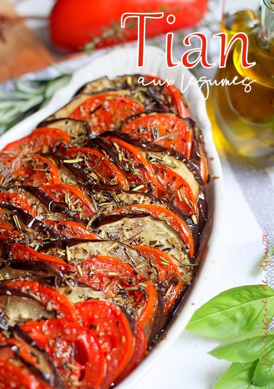 Tian aux légumes aubergine tomate et poivron