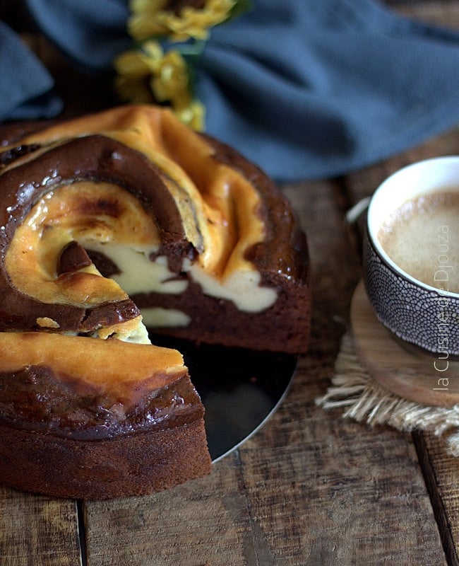 Gateau marbre chocolat au flan pâtissier