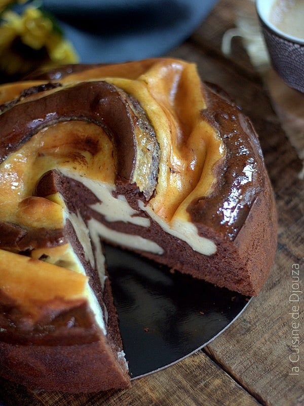 Gateau marbre chocolat au flan pâtissier