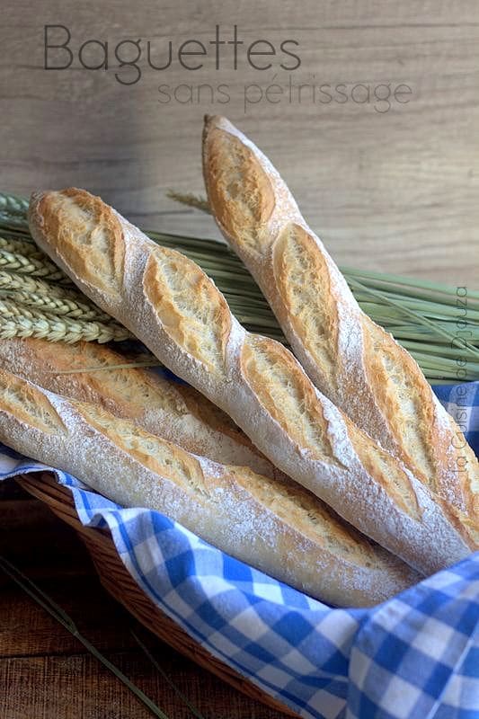 Baguette de pain sans pétrissage