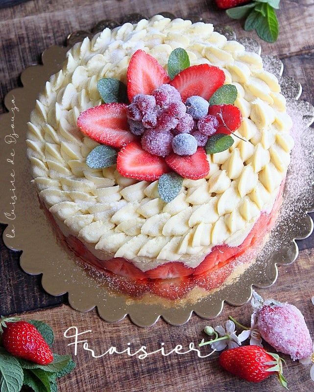 Gâteau fraisier crème diplomate