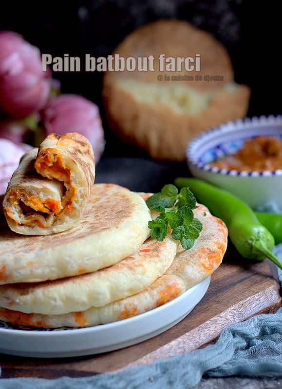 Pain batbout farci aux poivrons