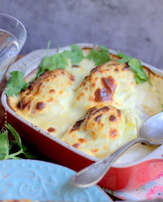 Gratin de pommes de terre farcies sauce fromagère