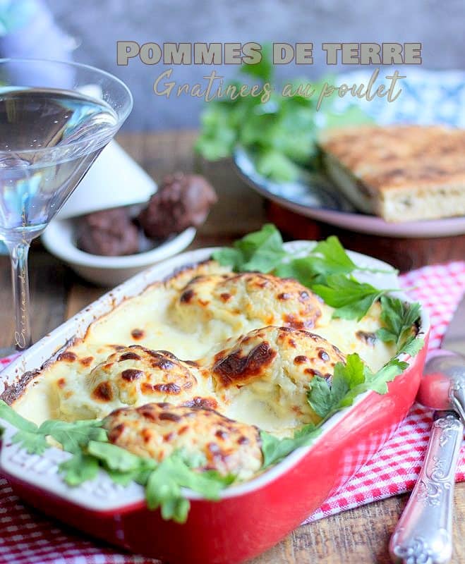 Gratiné de pommes de terre farcies au poulet