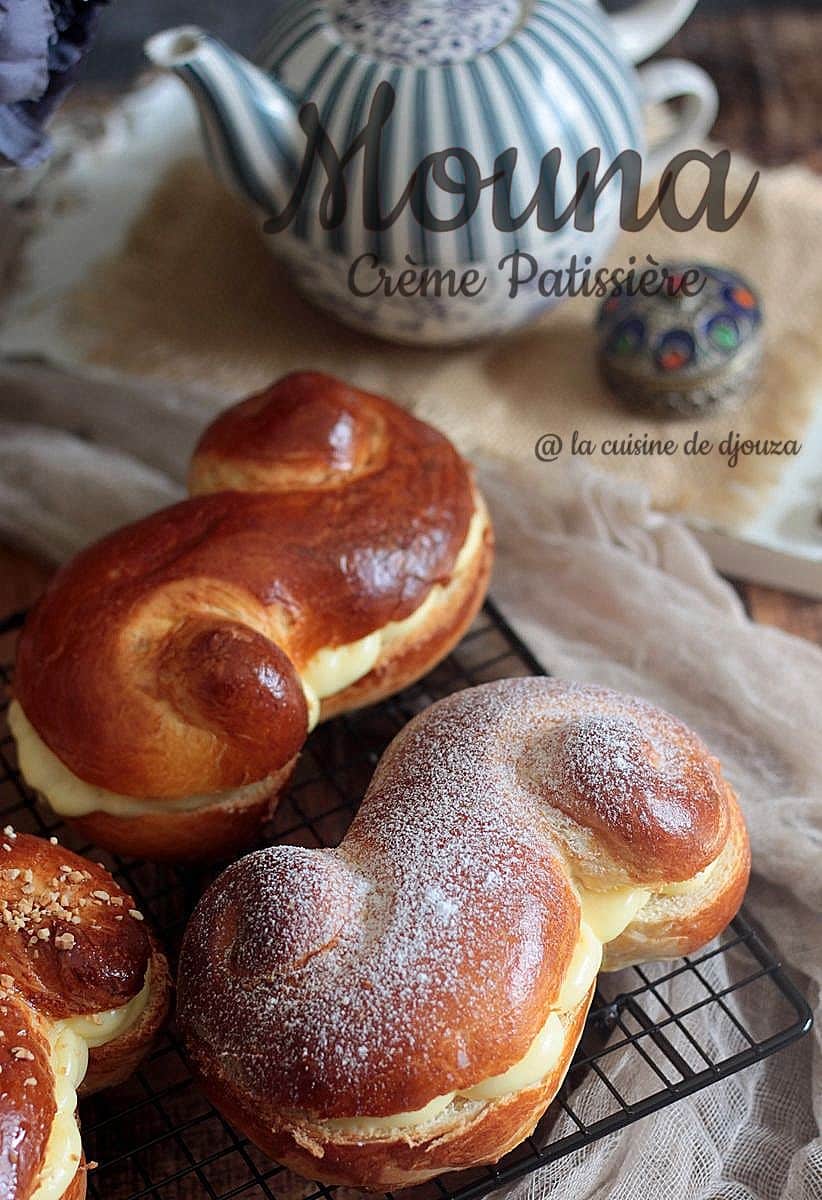 Brioche mouna à la crème pâtissière