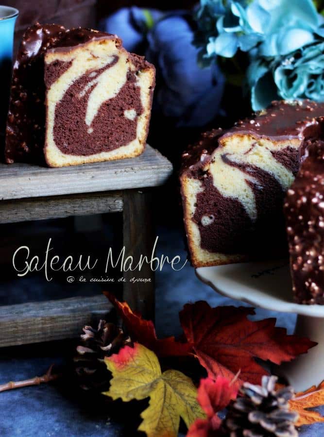 gâteau marbré façon savane avec glaçage rocher