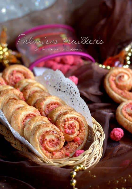 Palmiers feuilletés aux pralines roses