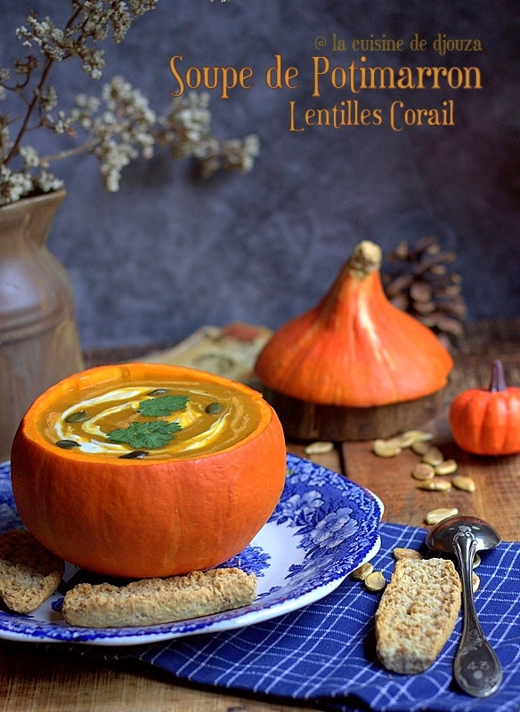 Velouté de potimarron aux lentilles